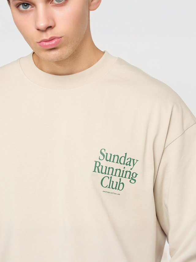 Another Cotton Lab, Sunday Running Club Oversized T-Shirt, beige, Image 3 of 6