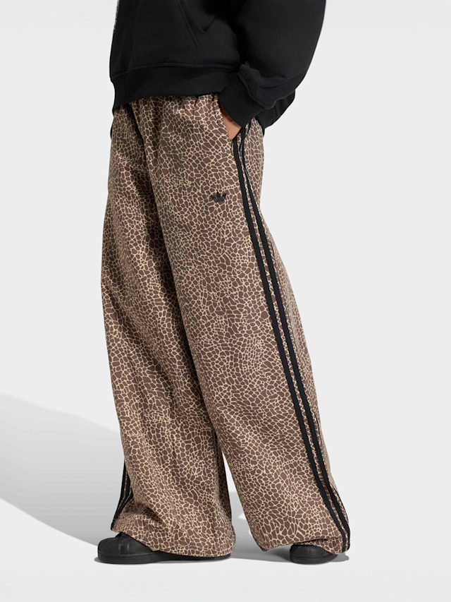 adidas Originals, Firebird Oversized All Over Print Denim Pants, brown, Image 1 of 5