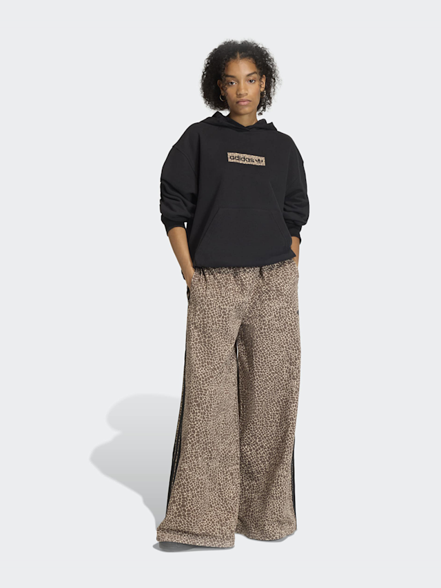 adidas Originals, Firebird Oversized All Over Print Denim Pants, brown, Image 5 of 5