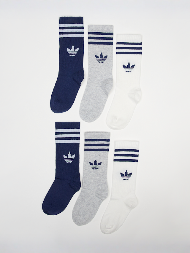 adidas Originals, 6 PACK - 3-Stripes Crew Socks, blue, Image 1 of 2