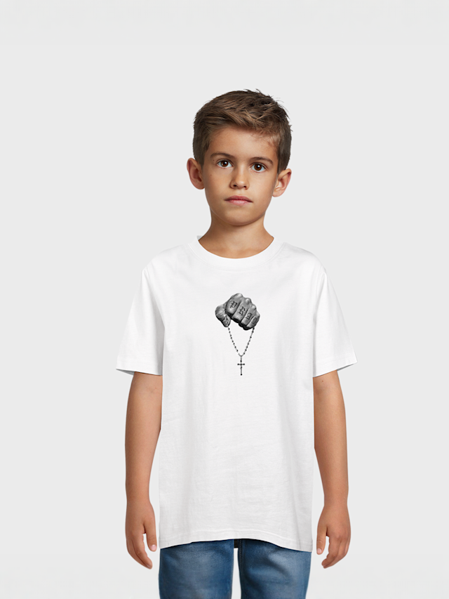 Mister Tee - Kids, Faith Meets Strength Tee, wit, Afbeelding 1 van 3