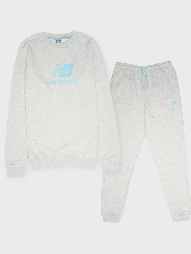New Balance, French Terry Stacked Logo Crew & Jog Set, grey, Image 1 of 5