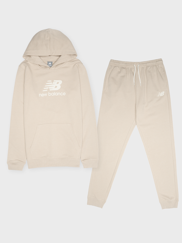 New Balance, French Terry Stacked Logo Crew & Jog Set, beige, Image 1 of 6