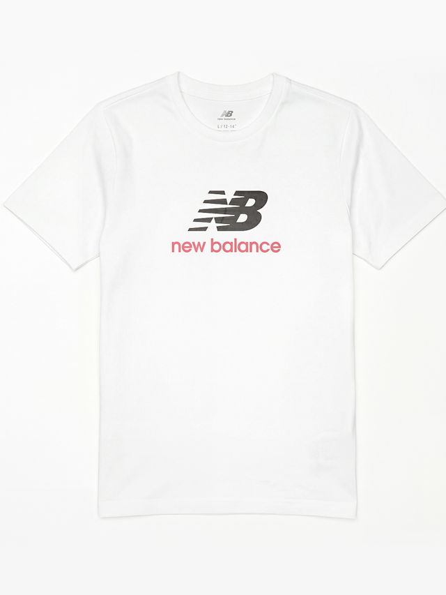 New Balance, Jersey Stacked Logo Tee, white, Image 1 of 3