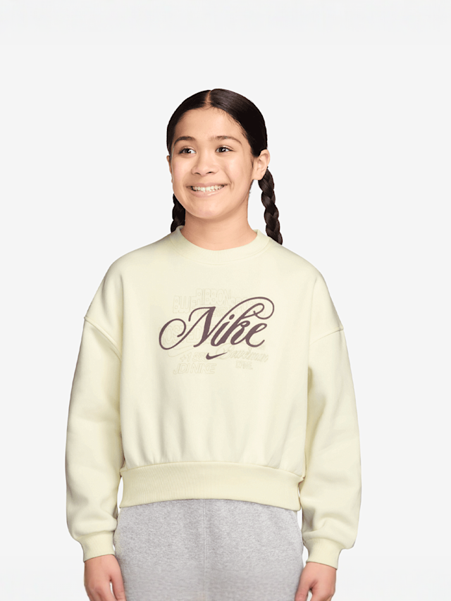 Nike, Sportswear Club Fleece Boxy Graphic Crew, beige, Image 1 of 3