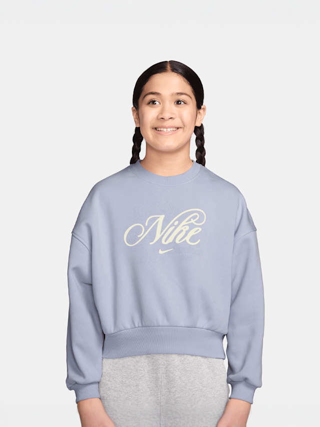 Nike, Sportswear Club Fleece Boxy Graphic Crew, blue, Image 1 of 3