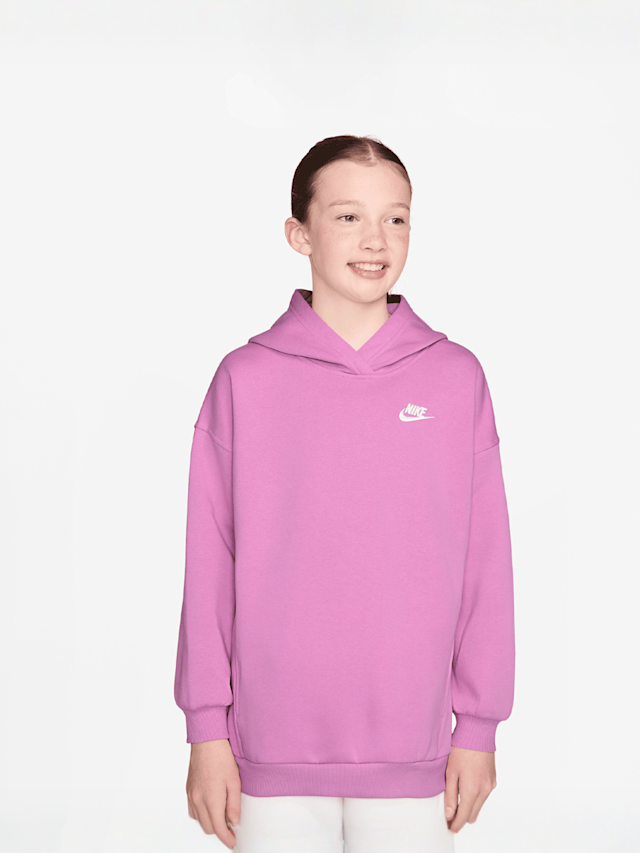 Nike, Sportswear Club Fleece Oversized Pullover Hoodie, Pink, Image 1 of 3