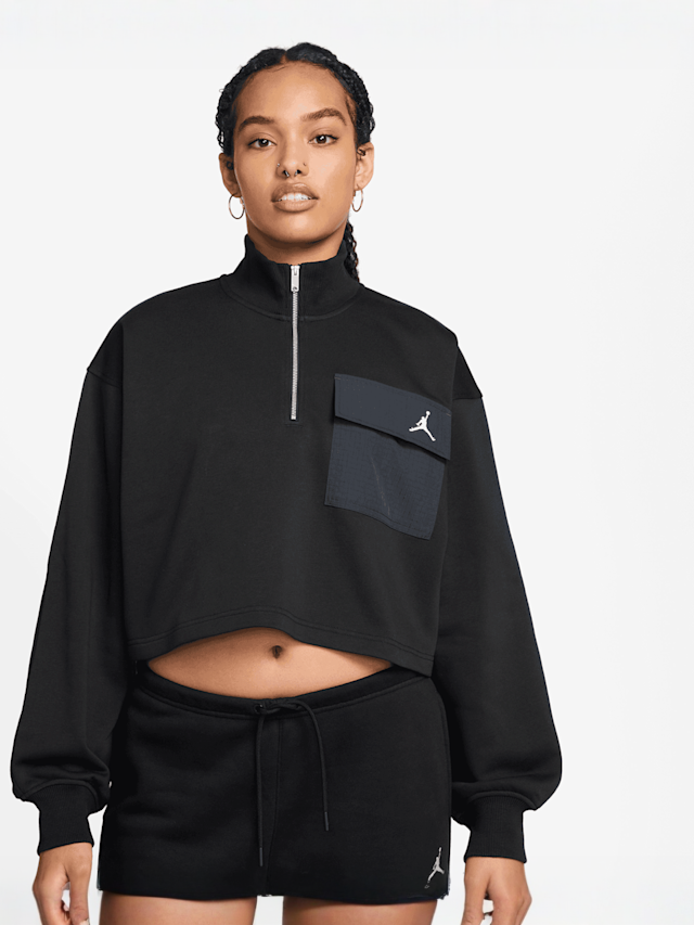 Jordan, Brooklyn Fleece French Terry Quarter Zip Hike Mike, black, Image 1 of 3