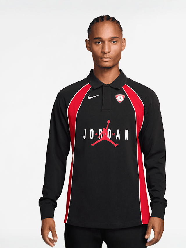 Jordan, Flight Longsleeve Polo Jersey, zwart, Afbeelding 1 van 3