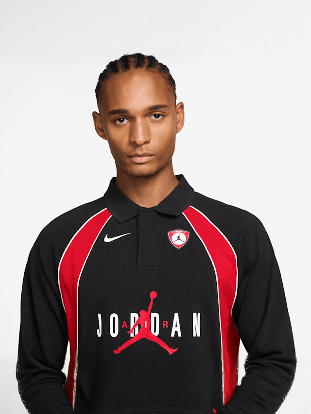 Jordan, Flight Longsleeve Polo Jersey, black, Image 3 of 3