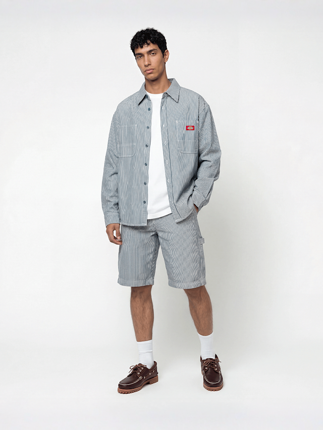 Dickies, Hickory Work Longsleeve Shirt, blue, Image 4 of 4