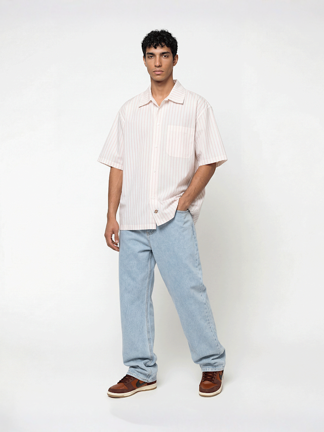 Dickies, Venedocia Stripe Shortsleeve Shirt, white, Image 4 of 4