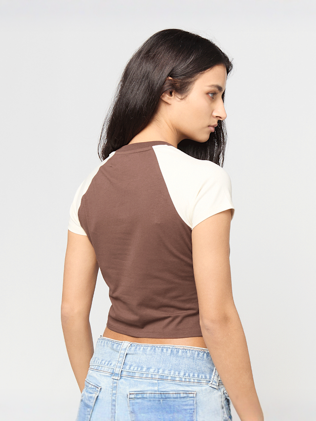 True Religion, Contrast Raglan Baby Tee, brown, Image 2 of 4