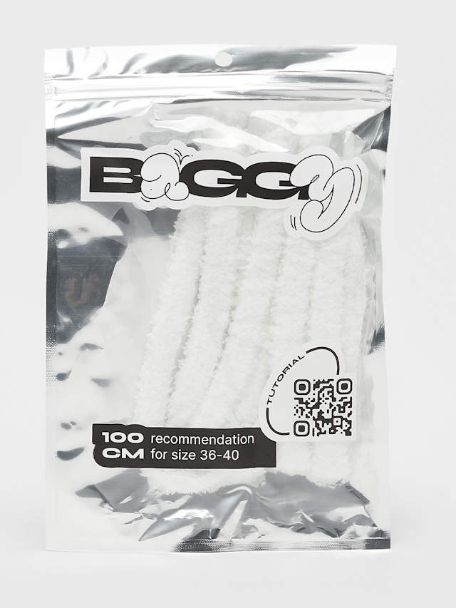 BAGGY, Fat Fuzzy Laces 100cm, white, Image 1 of 2