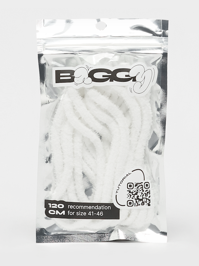 BAGGY, Round Fuzzy Laces 120cm, white, Image 1 of 2