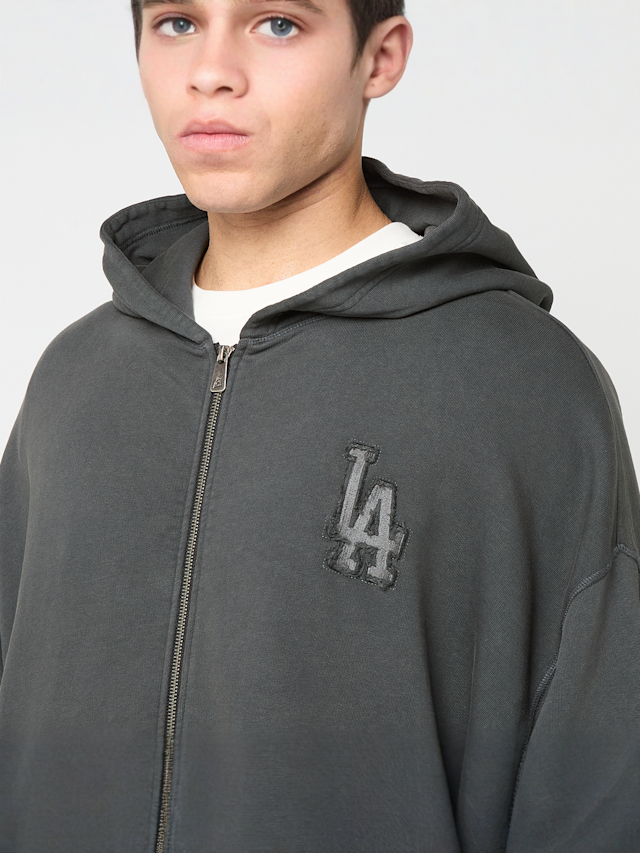 New Era, MLB Washed Fullzip Hoodie Los Angeles Dodgers, grey, Image 3 of 5