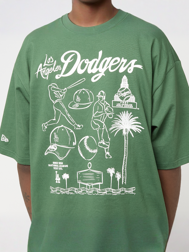 New Era, MLB Baseball Graphic Os Tee Los Angeles Dodgers Cig, green, Image 4 of 6
