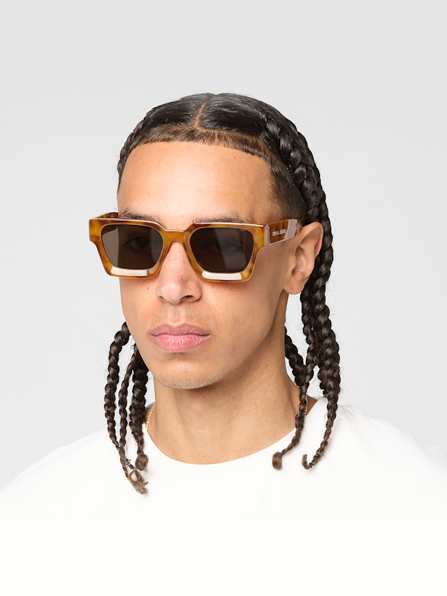 Karl Kani, Retro Chunky Rectangular Sunglasses, brown, Image 1 of 5