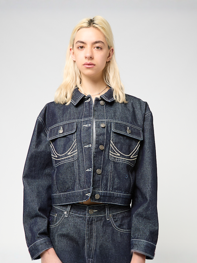 Karl Kani, Rinsed Cropped Denim Jacket, blue, Image 1 of 4