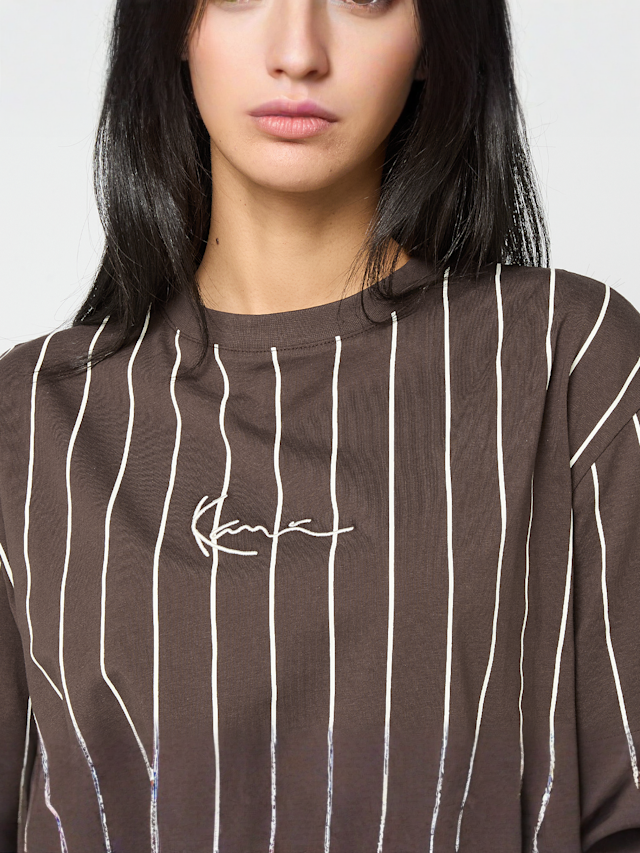 Karl Kani, Small Signature Essential Pinstripe Oversized Tee, brown, Image 3 of 4