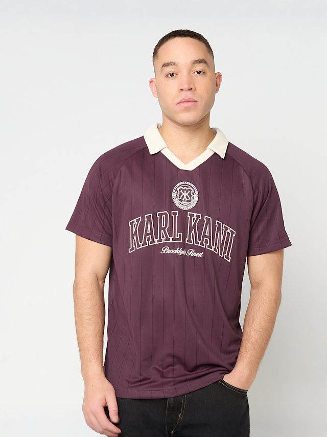 Karl Kani, Heritage Emblem Shadow Pinstripe Soccer Jersey, red, Image 1 of 4