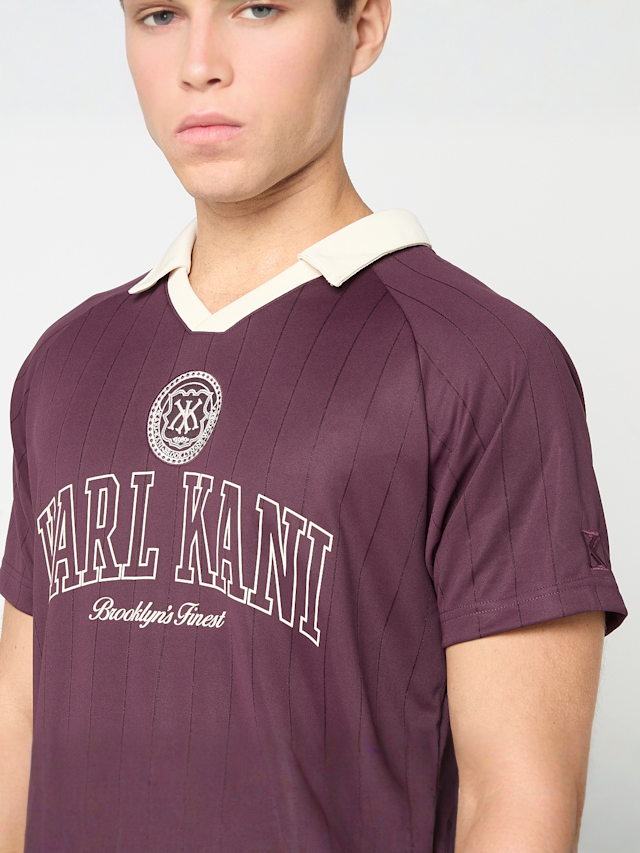 Karl Kani, Heritage Emblem Shadow Pinstripe Soccer Jersey, red, Image 3 of 4