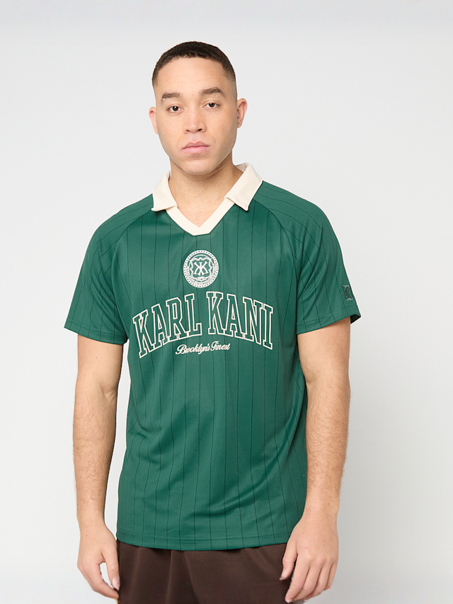 Karl Kani, Heritage Emblem Shadow Pinstripe Soccer Jersey, green, Image 1 of 4