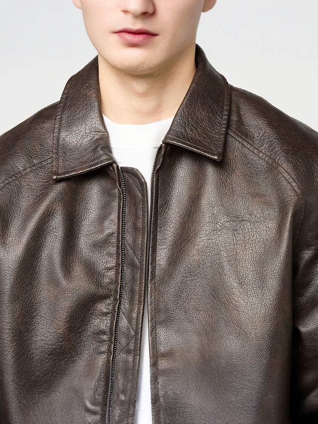 Karl Kani, Signature Pu Leather Bomber Jacket, brown, Image 3 of 6