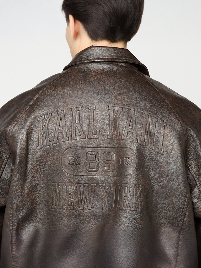 Karl Kani, Signature Pu Leather Bomber Jacket, brown, Image 5 of 6
