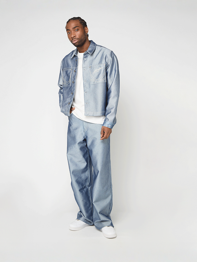 Karl Kani, Jeans Cropped Silver Denim Jacket, grey, Image 4 of 4