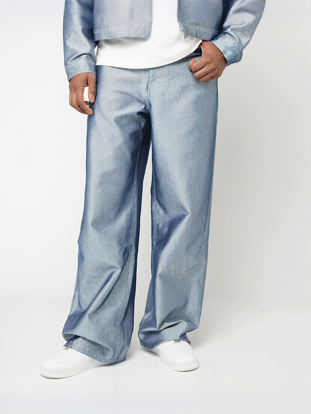 Karl Kani, OG Silver Relaxed Baggy Jeans, silver, Image 1 of 5