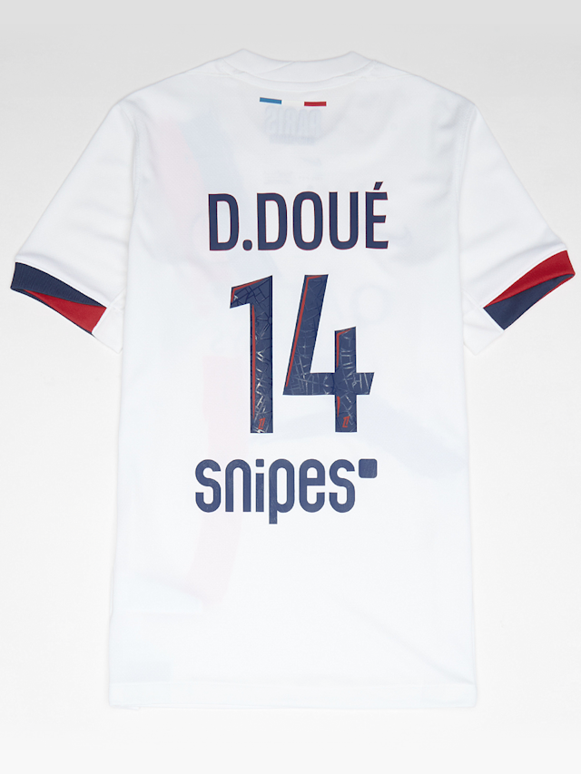 Nike, Doué / No. 14 / Paris Saint-Germain Nike Kids Away Stadium 2024/25, white, Image 1 of 8