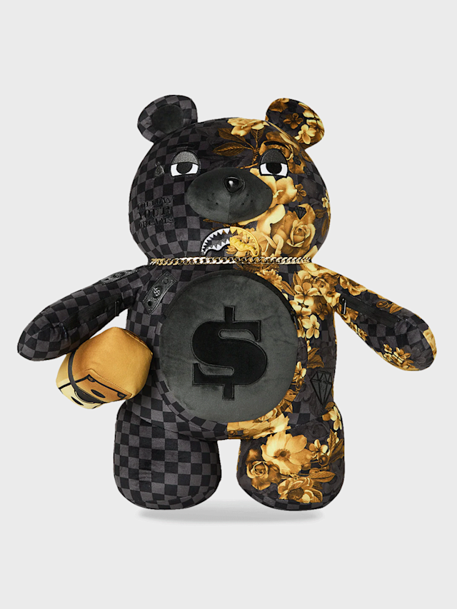 SPRAYGROUND, Gold Floral Remix Moneybear Backpack, black, Image 1 of 7