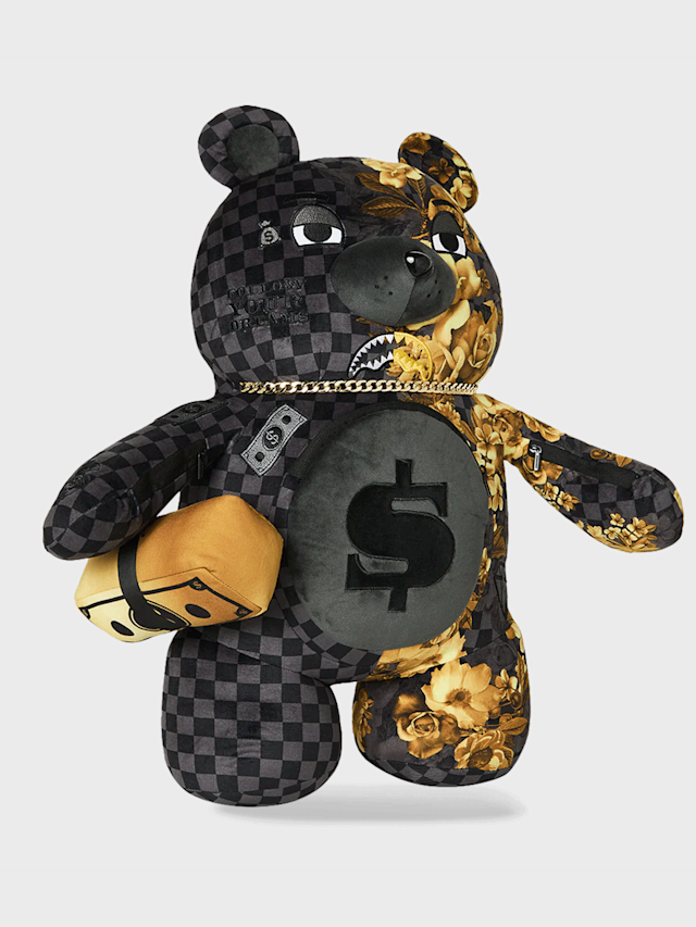 SPRAYGROUND, Gold Floral Remix Moneybear Backpack, black, Image 2 of 7