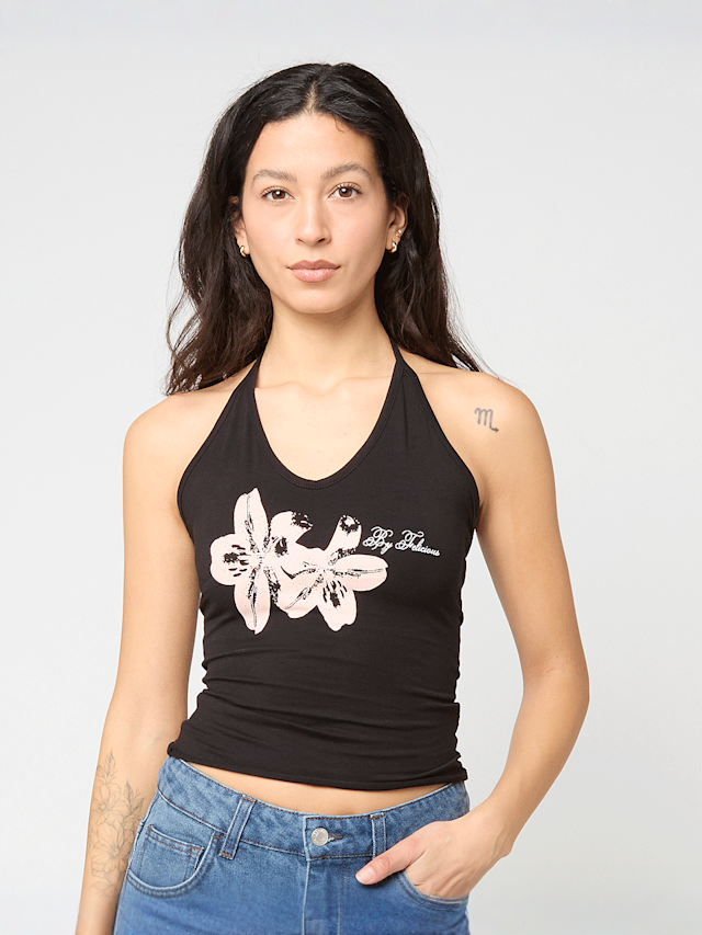 Felicious, Flower Neckholder Top, zwart, Afbeelding 1 van 4
