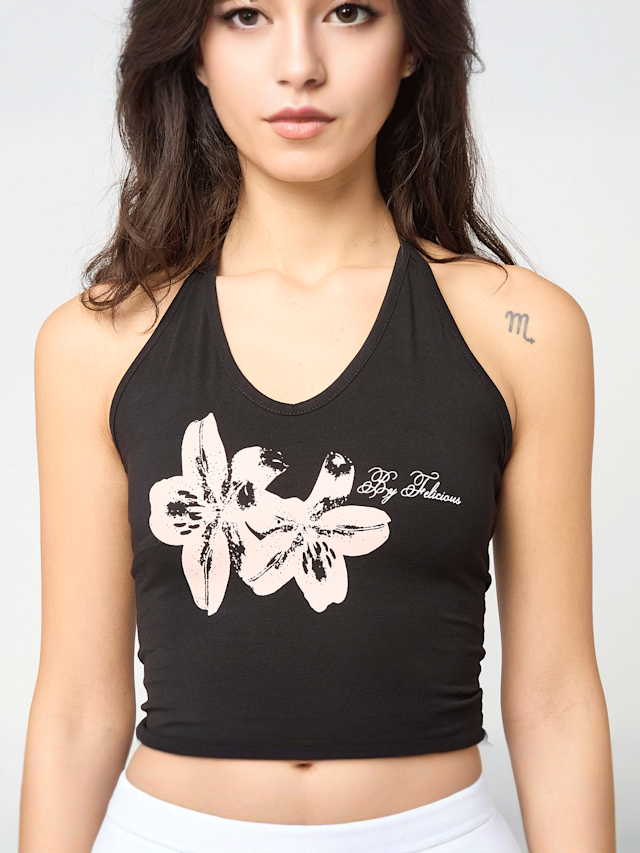 Felicious, Flower Neckholder Top, zwart, Afbeelding 3 van 4