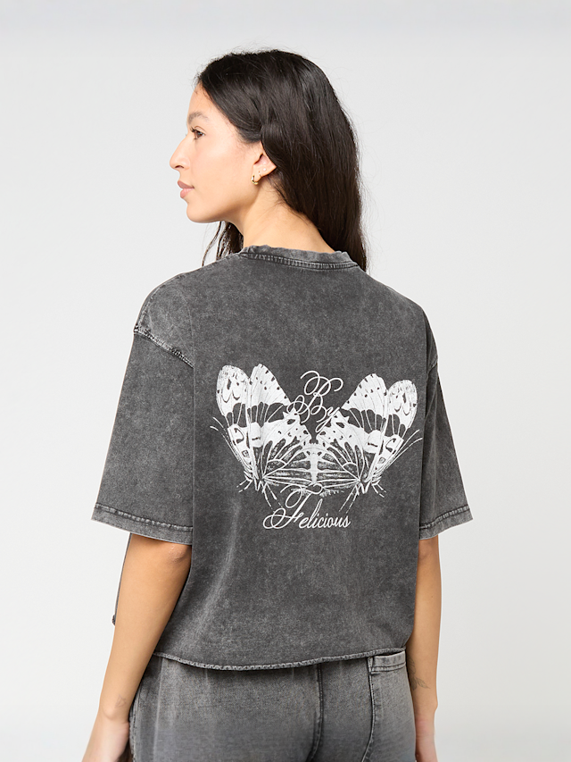 Felicious, Cropped destroyed Tee, grijs, Afbeelding 1 van 5