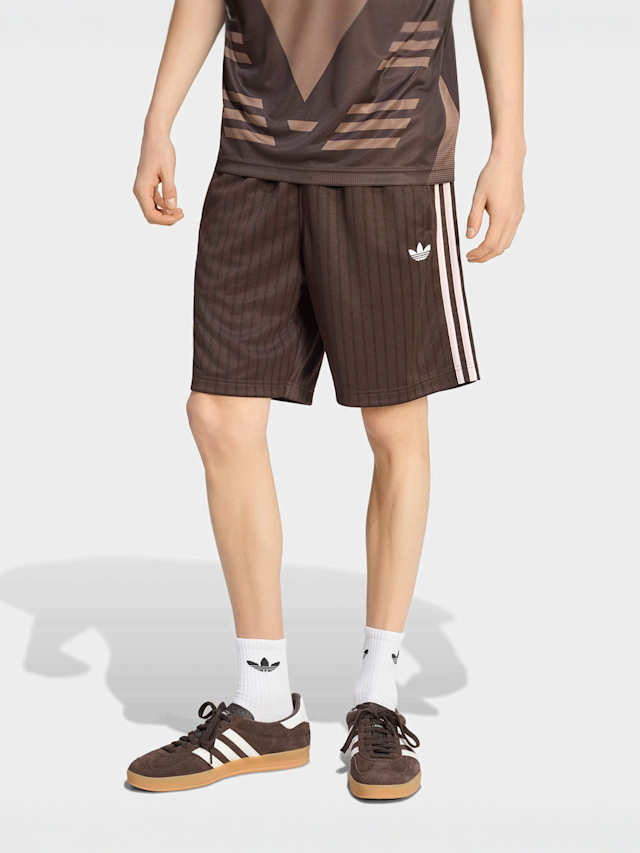 adidas Originals, Firebird Engineered Stripes Shorts, brown, Image 1 of 5
