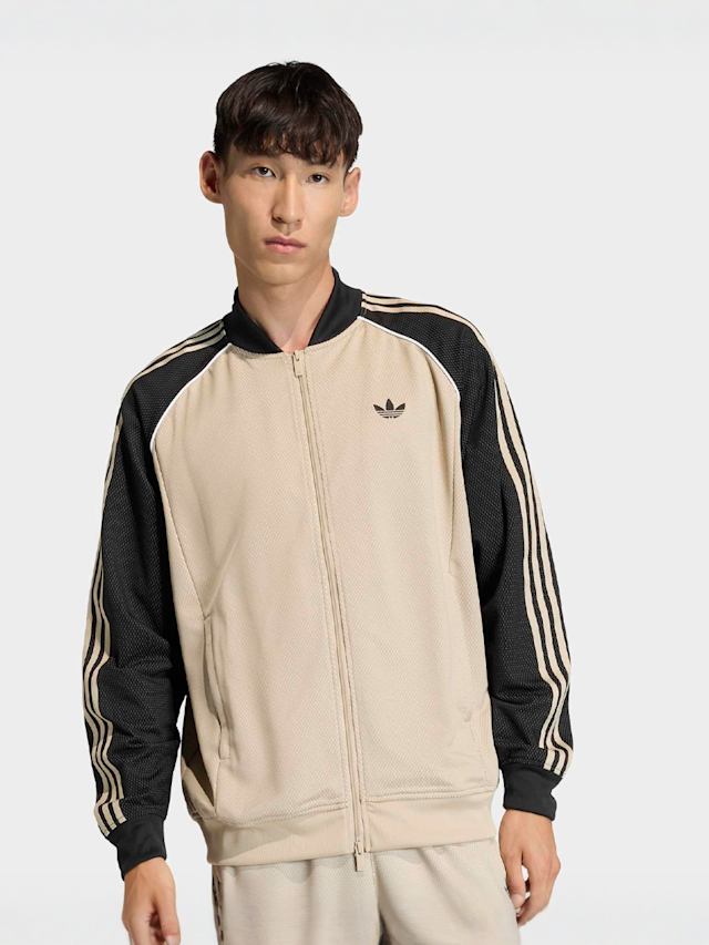 adidas Originals, Loose Mesh Track Top, beige, Image 1 of 5