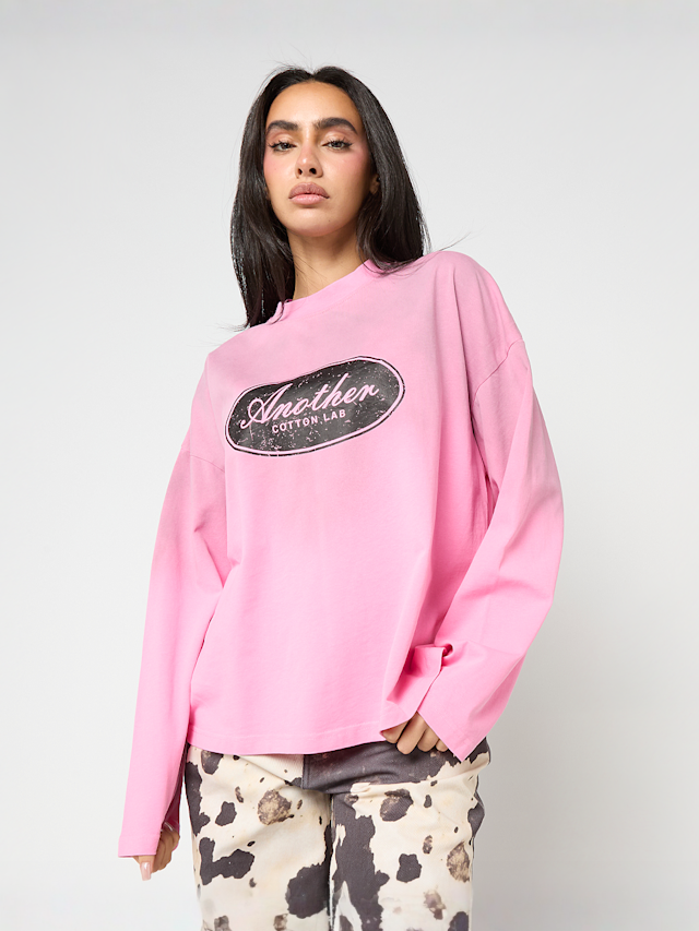 Another Cotton Lab, Another Vintage Logo Washed Longsleeve, Pink, Image 1 of 4
