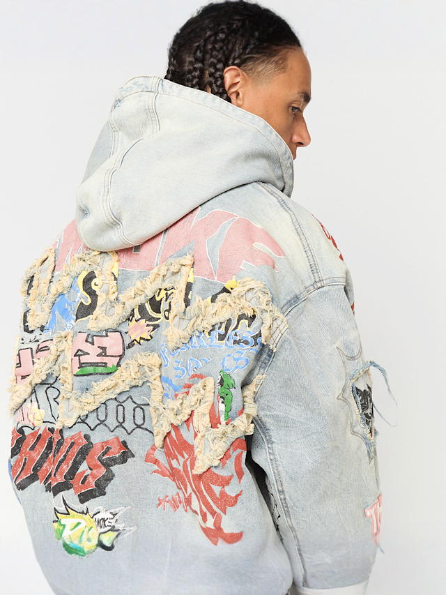 Smoke Rise, Graffiti Denim Jacket, blue, Image 4 of 5