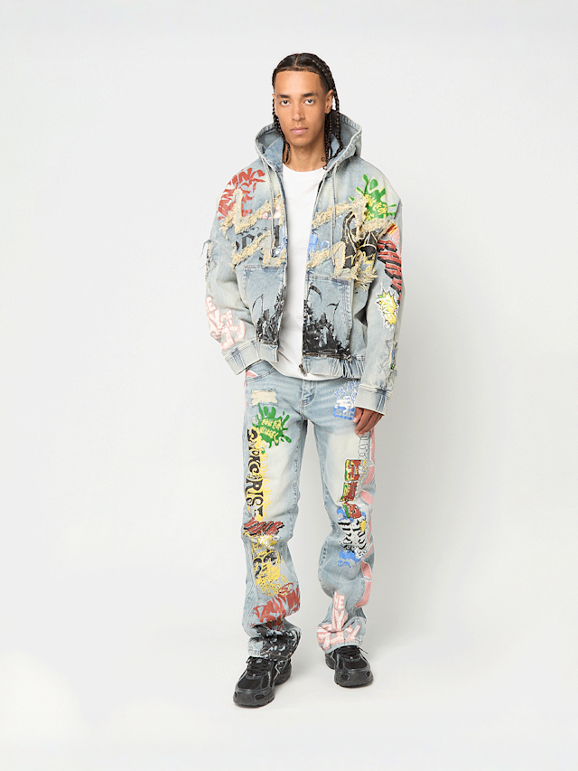 Smoke Rise, Graffiti Denim Jacket, blue, Image 5 of 5