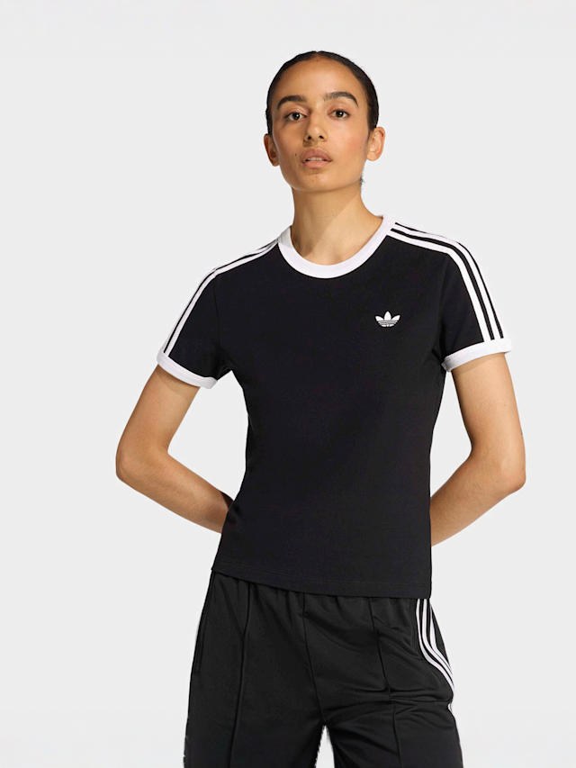 adidas Originals, 3 Stripes Slim Tee, black, Image 1 of 5