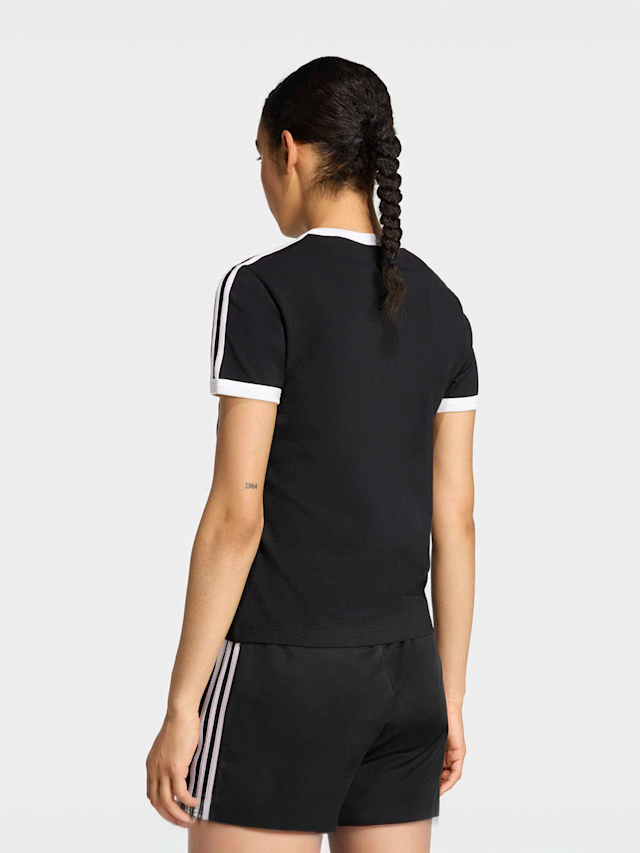 adidas Originals, 3 Stripes Slim Tee, black, Image 2 of 5