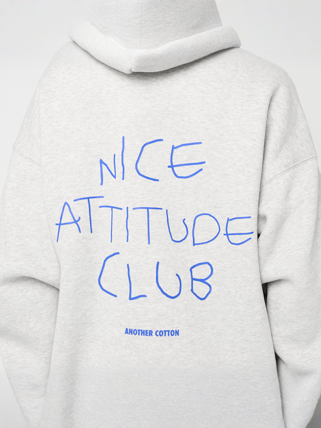 Another Cotton Lab, Nice Attitude Club Oversized Hoodie, grey, Image 3 of 5