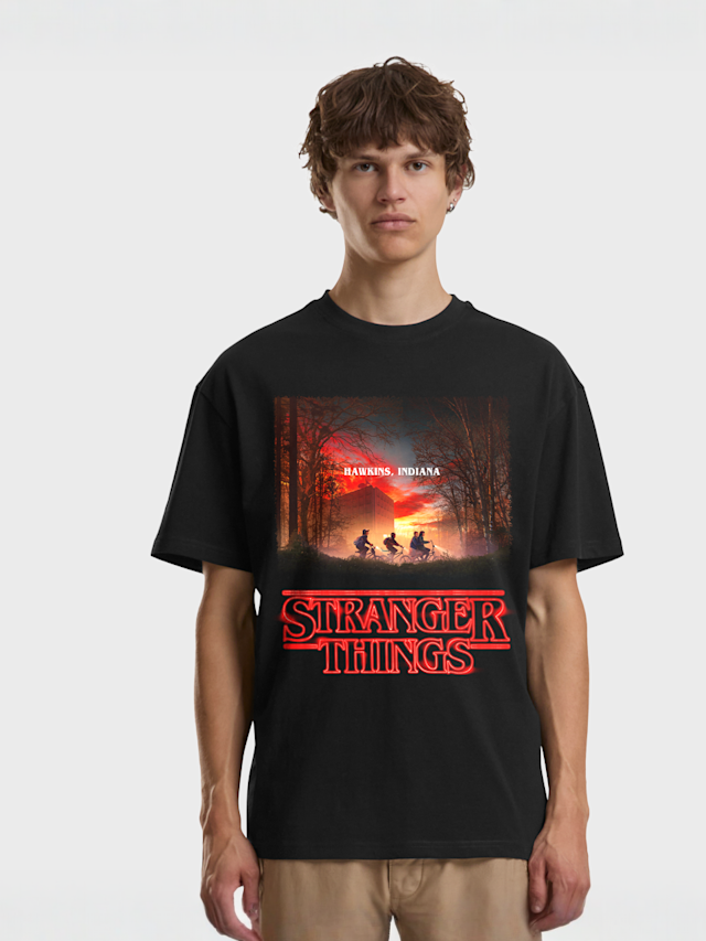 Mister Tee, Stranger Things Upside Down Loose Tee, black, Image 1 of 2