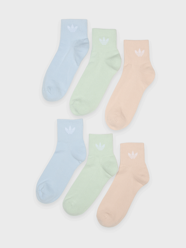 adidas Originals, 6 PACK - 1/4 SOCKS  wonder mauve/linen green/grey one, multi-colour, Image 1 of 2