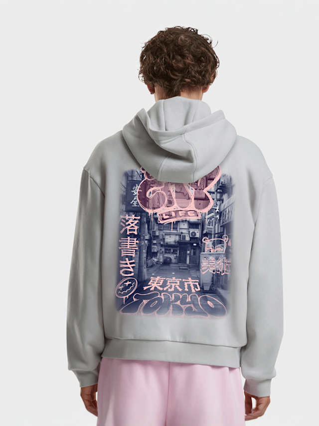 Mister Tee, Tokyo City Life Fluffy Zip Hoody, grey, Image 1 of 4