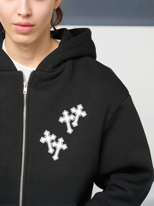 Mister Tee, Mary Cross Fluffy Zip Hoody, zwart, Afbeelding 4 van 5