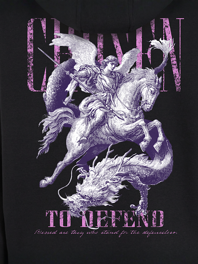 Mister Tee, Chosen To Defent Fluffy Zip Hoody, black, Image 3 of 4